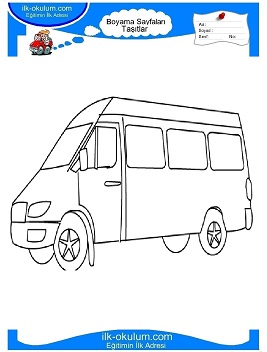 Çocuklar İçin Minibüs Boyama Sayfaları 